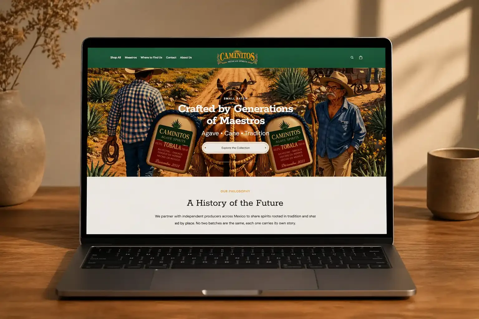 Caminitos Tequila Shopify storefront developed by GSquared