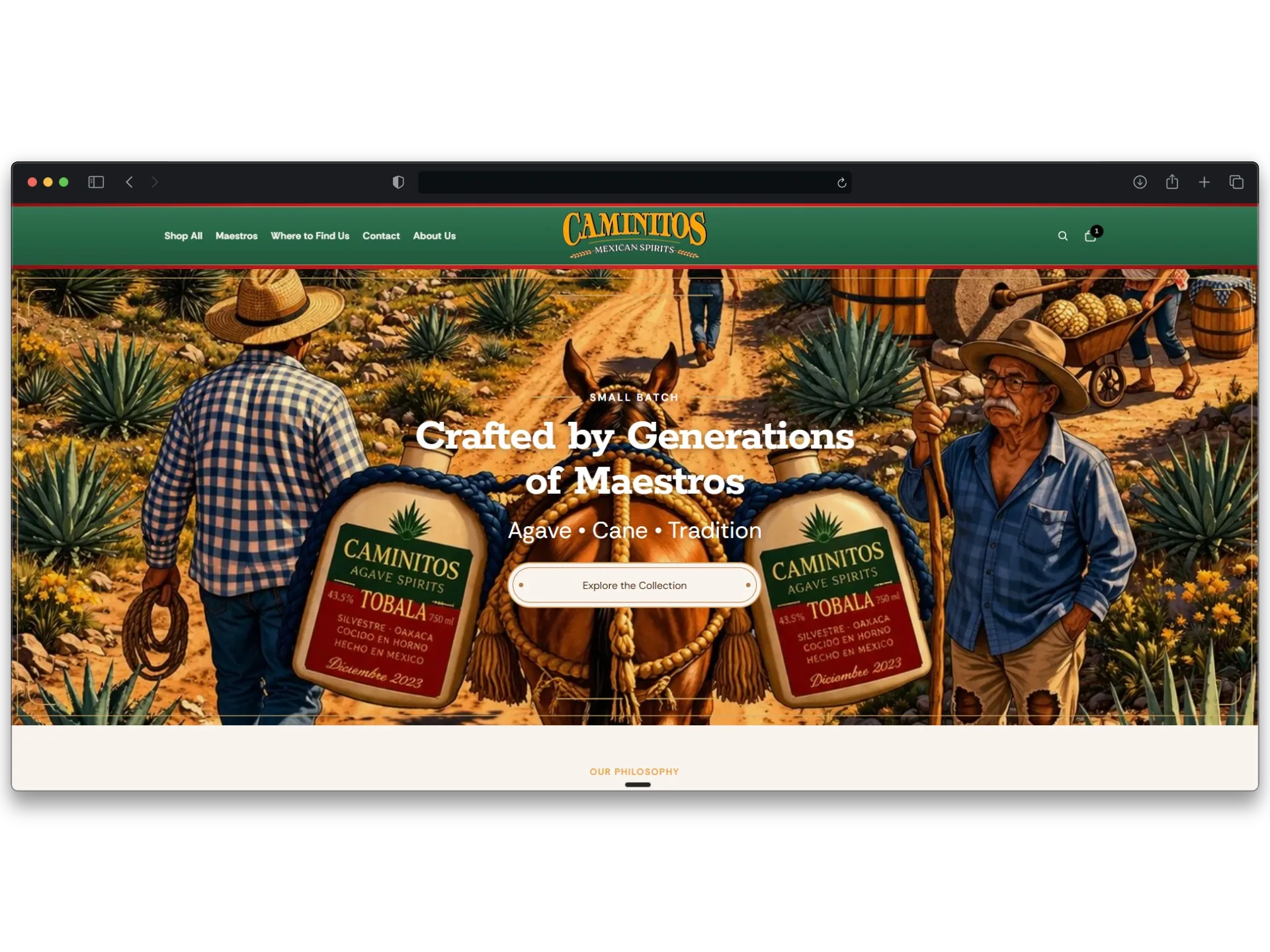 Caminitos Tequila Shopify website built by GSquared
