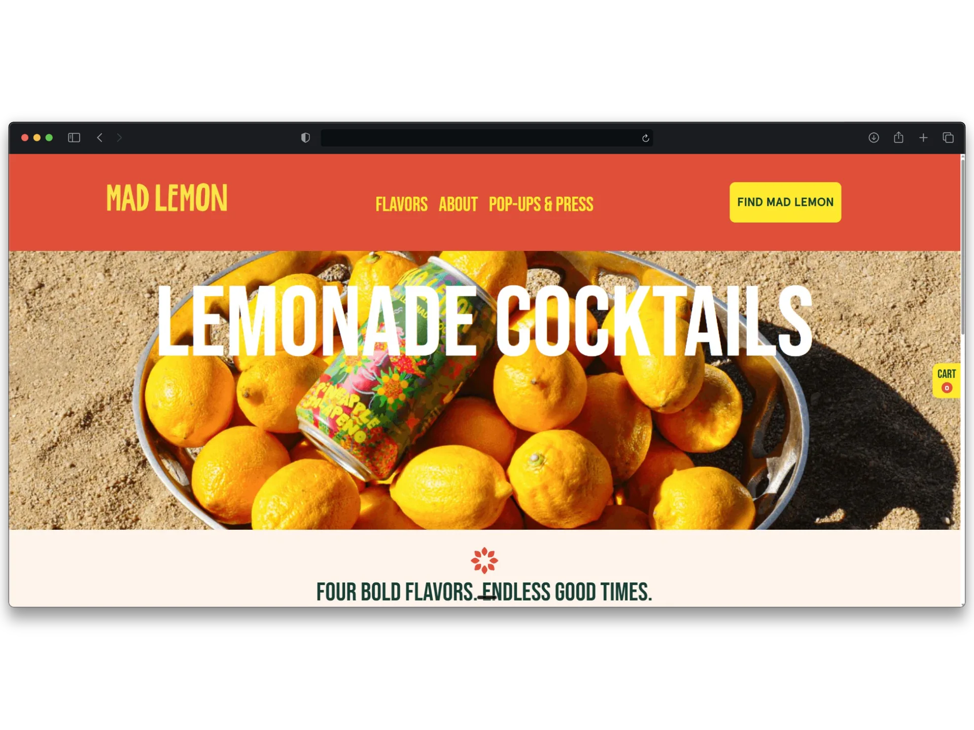 Mad Lemon Shopify landing page shown as a working preview