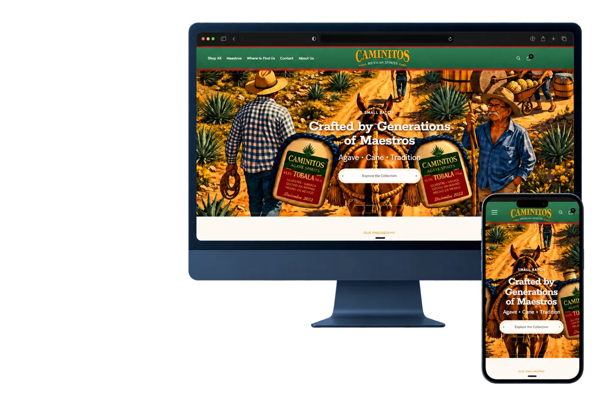 Responsive Caminitos Shopify store shown on desktop and mobile devices