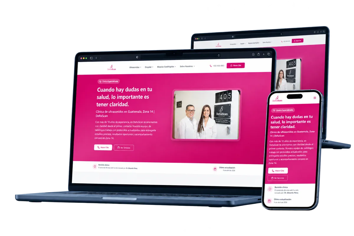 Responsive DeltaScan custom website shown on desktop and mobile devices