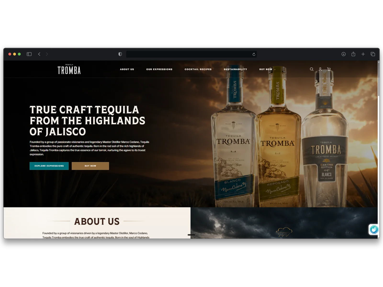 Tromba Tequila Shopify website redesign by GSquared