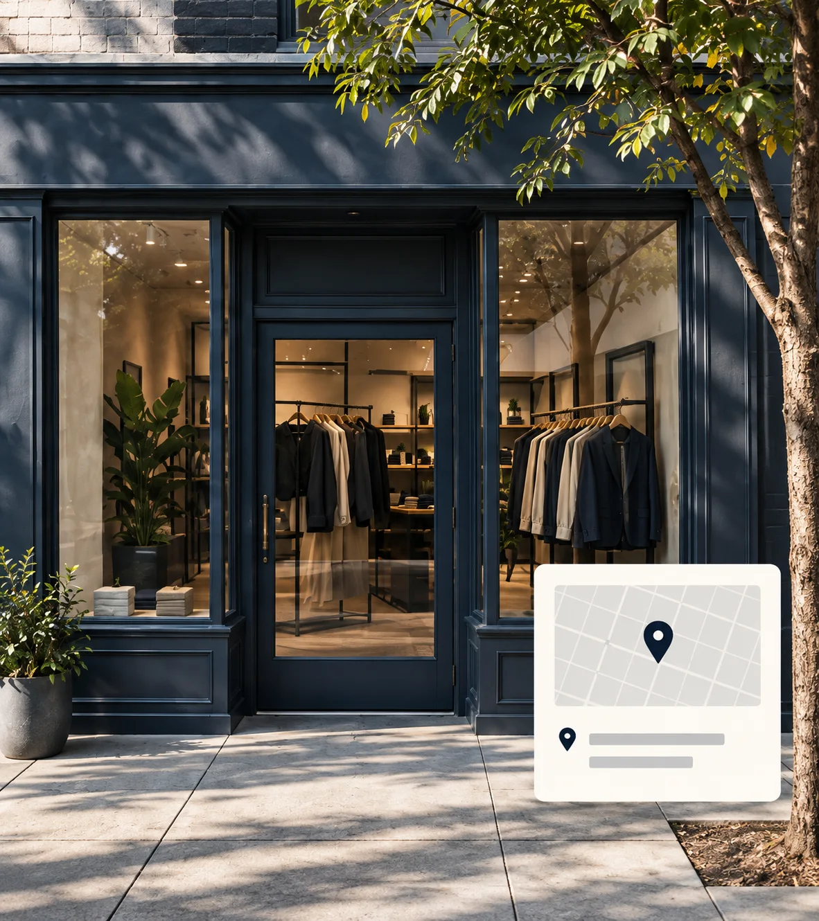 Concept: a clothing store paired with a local map