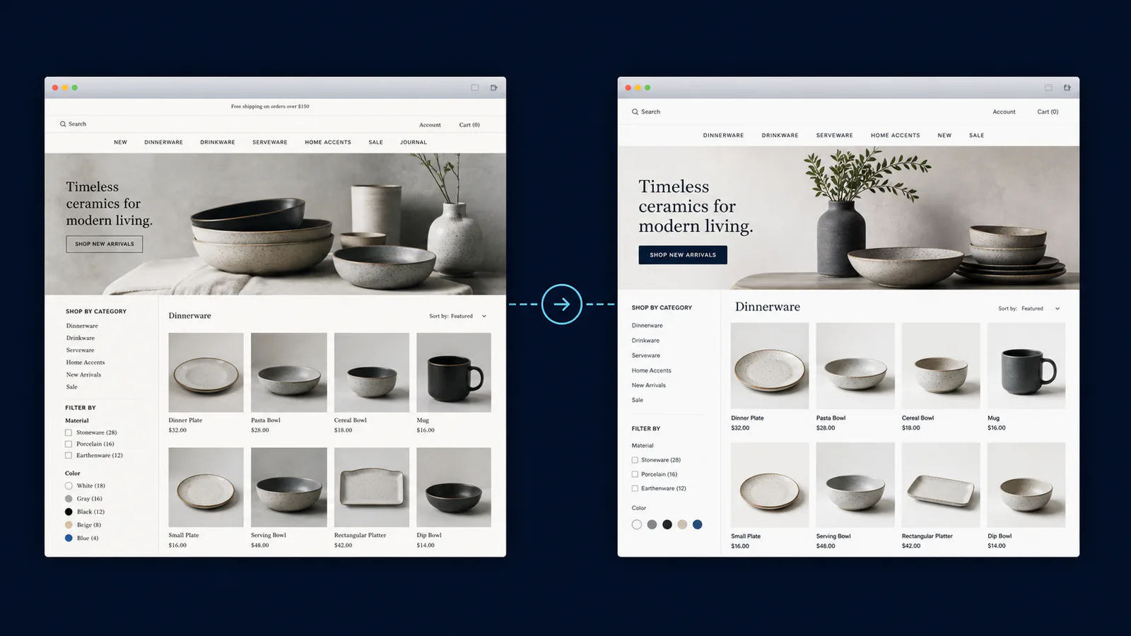 WooCommerce data and storefront mapped into a Shopify build