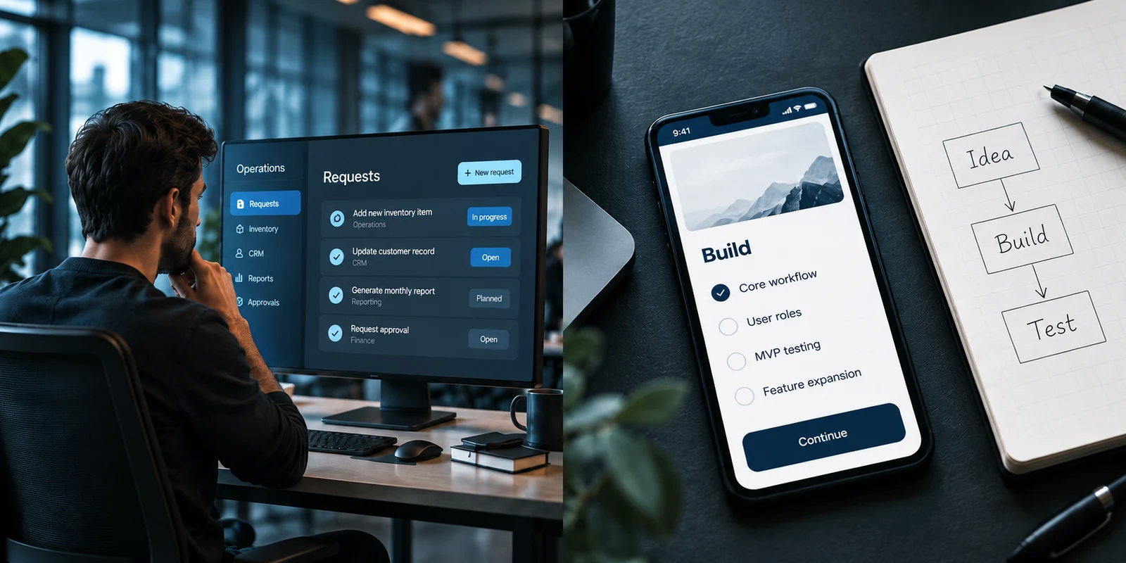 Operations workspace concept with a request module